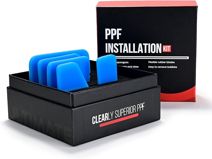 NEWISHTOOL Soft PPF 5in1 Blue Set - Anti-Scratch Rubber Squeegee Kit for Car Vinyl Wrap Tint Film Paint Protection Coating Installing, Different Sizes TPU Scraper Tool Packed in Box