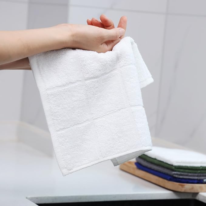 Glynniss Dishcloths Kitchen Highly Absorbent Dish Rags 100% Cotton Dish Cloths for Washing Dishes (Grey White)
