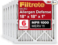 Filtrete 18x18x1 AC Furnace Air Filter, MERV 11, MPR 1000, Micro Allergen Defense, 3-Month Pleated 1-Inch Electrostatic Air Cleaning Filter, 6 Pack (Actual Size 17.81x17.81x0.81 in)