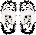 Microfiber Floor Mop Slippers House Dust Cleaning Tool Detachable Washable Shoes for Kitchen House Cleaning (Women 7-10/Men 5-8, Cow pattern)