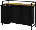 Lifewit Laundry Hamper 3 Section, 120L Pull out Laundry Clothes Basket Organizer with Large Top Shelf and 3 Removable Bags and Handles, Laundry Sorter for Laundry Room Bedroom Bathroom Dorm, Black