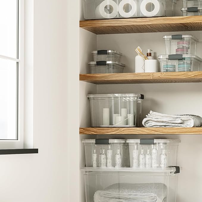 Superio Storage Bins with Lids- 2 Pack, 1.85 Qt Clear Boxes for Organizing, Stackable Plastic Containers- BPA Free, Non-Toxic, Odor Free, Organizer for Home, Office, Dorm
