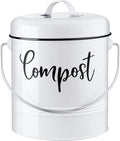 Compost Bin Kitchen, 1.3 Gallon Farmhouse Kitchen Compost Bin Countertop, Indoor Countertop Compost Bucket with Lid and Charcoal Filters, White