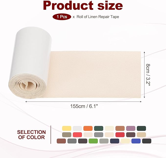 PATIKIL Leather Patches Tape for Furniture, 3.2 x 61 Inch Self Adhesive Vinyl Leather Repair Kit Cover Sheet for Couch, Sofa, Car Seats, Office Chair, Bright White