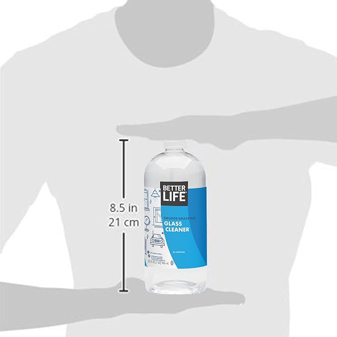 Better Life Glass Cleaner, Streak-free Window Cleaner, Surface Cleaning Spray, Mirror, Screen and Shower Door Cleaner, Removes Fingerprints, Dust, Dirt, Unscented, 32 Oz, Pack of 2