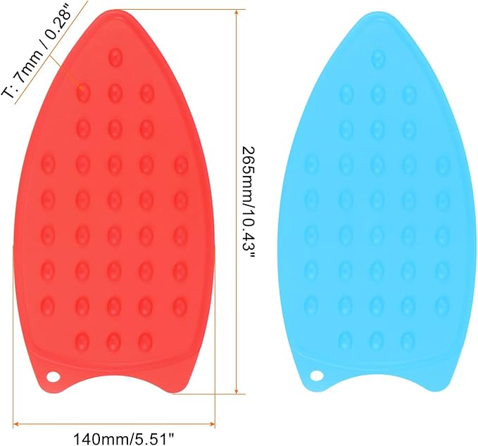 HARFINGTON 2pcs Silicone Iron Rest Pad, Multipurpose Iron Hot Resistant Mat Iron Rest Plate for Ironing Board Hot Heat Resistant Steam Compact Mat, Red/Blue