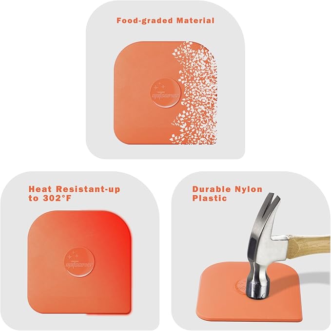 Pan Scraper, 10 Pcs Plastic, Non Scratch for Cast Iron, Pot and Pan Cleaning, Sturdy Scraper Kitchen Tool-Orange