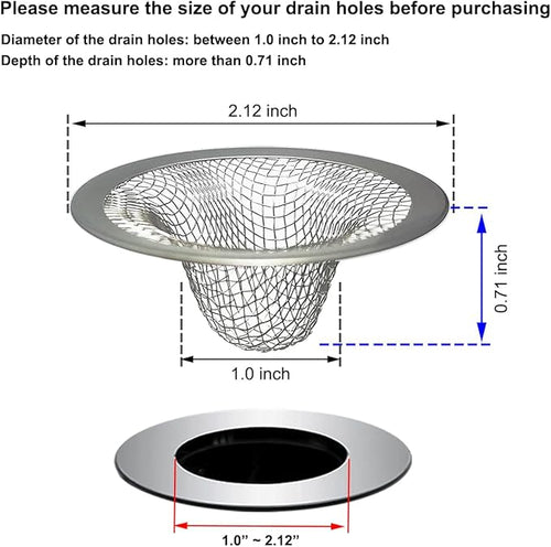 1.0" Small Drain Strainer, Sink Drain Hair Catcher, Bathroom Sink Drain Strainer, 2PCS Drain Mesh Baskets for Laundry, Mop Pool, Utility, Slop, RV Sink, Stainless Steel Drain Filter