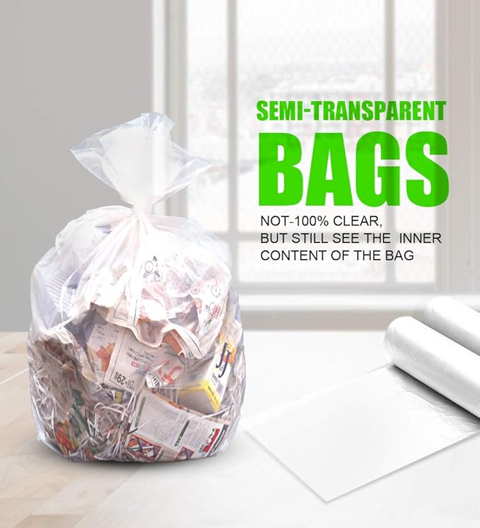 FORID Clear Small Trash Bags - 4 Gallon Garbage Bags Wastebasket Bin Liners 220 Count Plastic Trash Bags for Bathroom Bedroom Office Trash Can