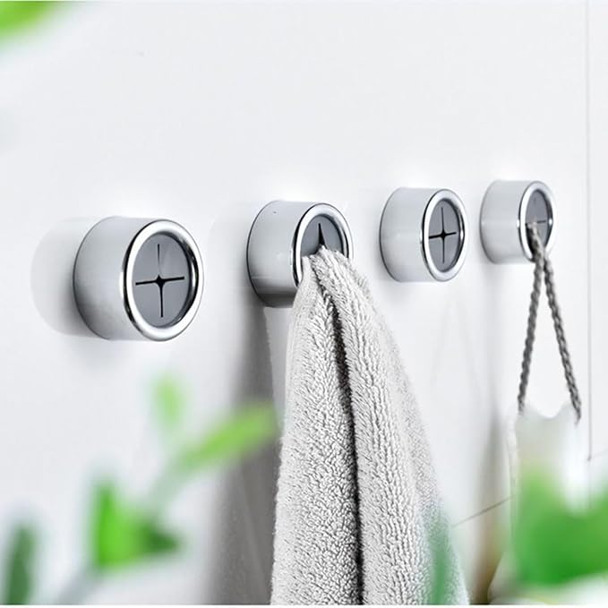 iBetterLife Adhesive Kitchen Towel Hooks - 4 Pack Dish Towel Holder for Cabinet, Push Hand Towel Hook, Dish Cloth Rag Holder for Home Bathrooms, Kitchens, Garages, RV, Within Easy Reach, Matte White
