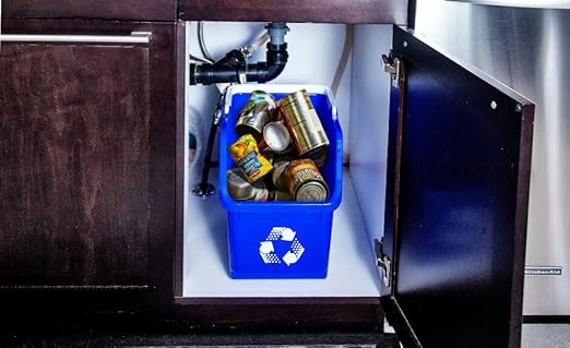 6 Gallon Stackable Recycling Bins for Homes, Garages, Offices Made of 100% Recycled Plastic - (Blue, 20 Pack)