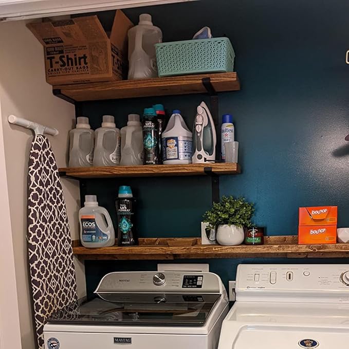 Ironing Board Hanger Wall Mount Ironing Board Holder Organizer Wall Rack for Laundry Rooms Storage Rack Hanging Shelf Hanger (Black-2 PCS)