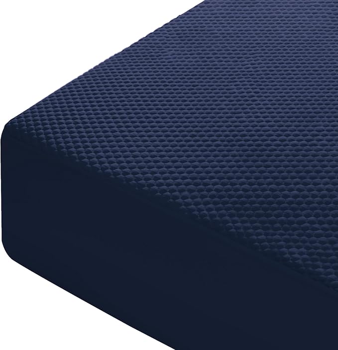 OhGeni 100% Waterproof Mattress Protector, Queen Size Mattress Pad, Fits 6"-20" Mattresses with Deep Pocket, Cooling, Breathable Fitted Sheets, Soft Bed Cover, Noiseless, Machine Washable(Navy Blue)