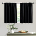 RYB HOME Black Curtains Blackout - Bathroom Small Window Curtains Thermal Insulated Privacy Drapes for Kids Bedroom Living Room Kitchen Basement, Width 42 by Length 36, 1 Pair
