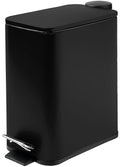 Stainless Steel Small Trash Can with Lid & Step Pedal - 6 Liters/1.6 Gallon Soft Close Garbage Can with Removeable Inner Bucket - Trash Cans for Bathroom, Bedroom, Kitchen & Office (Black)