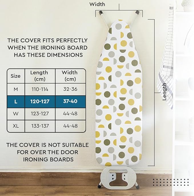 Encasa XO Ironing Board Cover and Pad 54"x15" - Thick 3mm Felt Padding, Drawstring Tightening & Lock, Easy Fit, Scorch & Stain Resistant, Fits Standard Large Ironing Board - Aztec