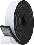 Weather Stripping Door Seal Strip- 2 Inch X 1/2 Inch X 10Feet, Strong Adhesive, Lightproof, Soundproof, Weatherproof Foam Tape Insulation for Sliding Door, Front Door Frame, Windows- Black