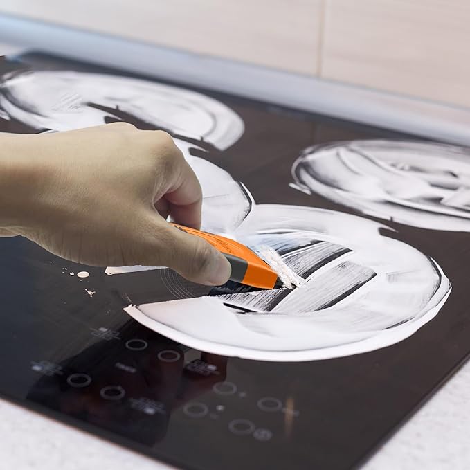Razor Blade Scraper with 15 Extra Blades: Multi-Surface Cleaning Tool for Glass, Ceramic Cooktops, Ovens, Glass Top Stoves and Foot - Removes Burned-On Food, Tough Stains, Dirt, Stickers, and Paint
