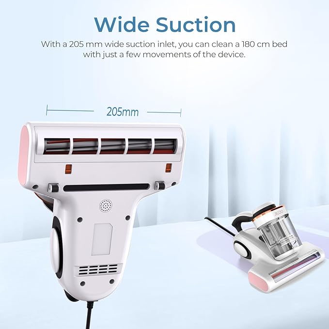 JIGOO J300 Lite Mattress Vacuum Cleaner，Bed Vacuum Cleaner with Dust Sensor with 253.7nm UV-C Light，Ultrasonic and High Heating Multifunctional Handheld Vacuums for Bed, Sofa, Couch （Corded）