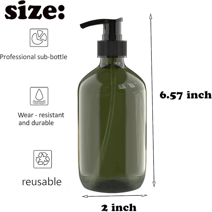 6 PCS 10 OZ Pump Bottle Plastic Pump Lotion Dispenser Empty Bottles Refillable Plastic Containers for Shampoo Lotion Body Wash, Creams, Moisturizer, Massage Oil, Multicolor
