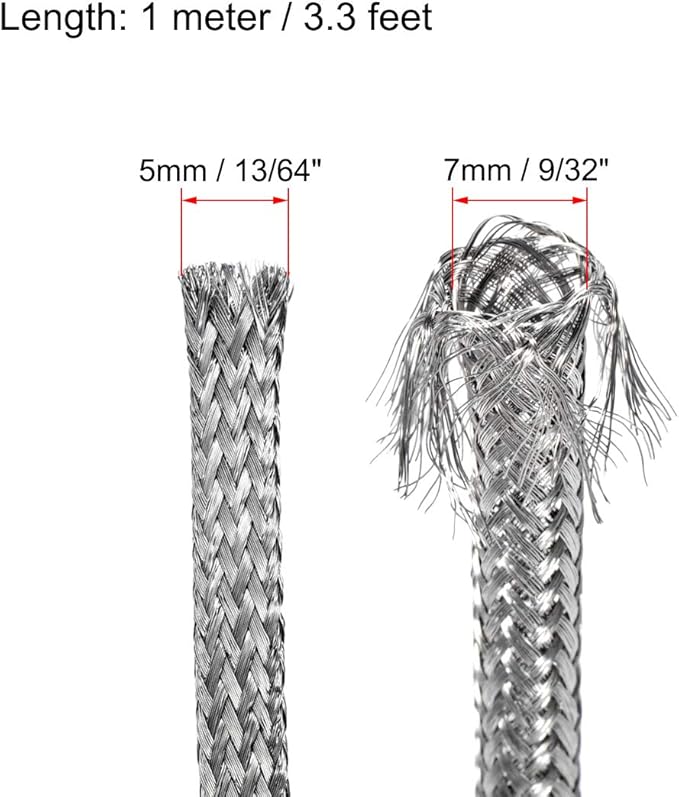 uxcell 3.3Ft - 13/64 Inch 304 Stainless Steel Sleeving Expandable Hose Cover