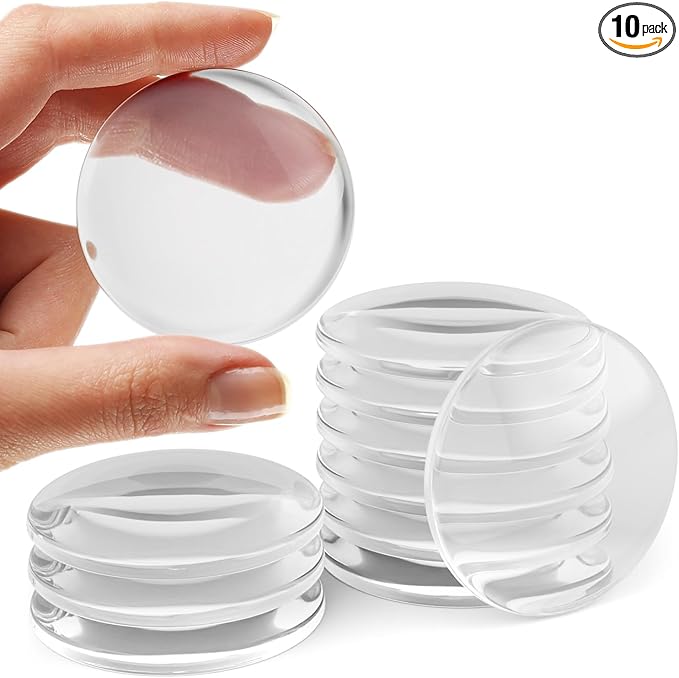 Strongest Home Wall & Door Handle Stopper 2" Set of 10 Pieces of Clear Rubber Door Knob, Round Wall Shield Cushion, Quiet Wall Protector for Door Handle, Guard Door Bumper Silencer Self - Adhesive