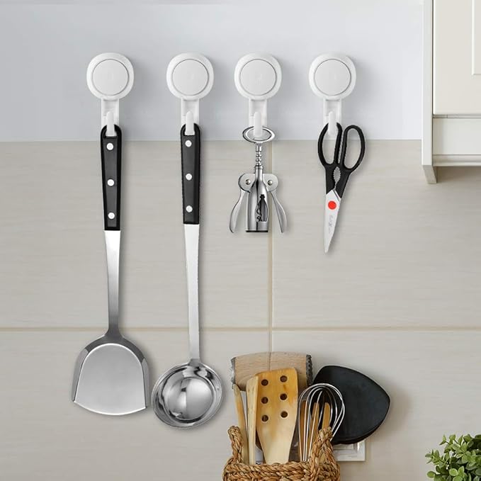 LUXEAR Suction Hooks Powerful Suction Cup Hooks Vacuum Suction Holder Heavy Duty Shower Suction Hooks Glass Door Window Christmas Wreath Hanger Waterproof Suction Hanger for Bathroom Kitchen-6Pack