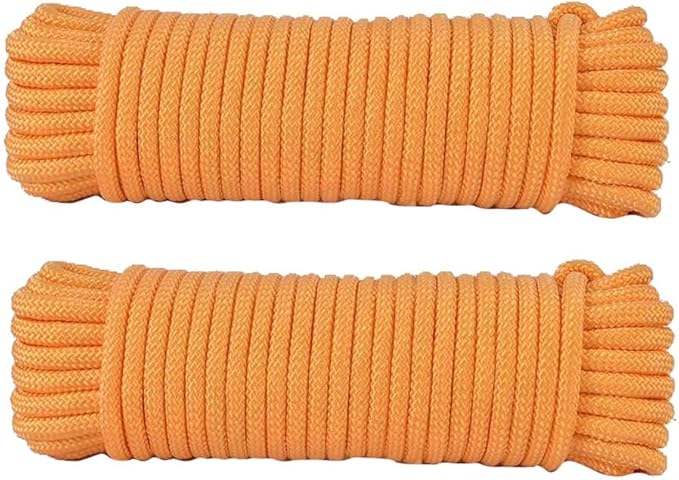 Heavy Duty Outdoor Clothesline for Backyard Cruise Essentials Home Use DIY Crafting Gardening Decoration Yellow 33ft Pack 2