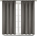 BGment Short Blackout Curtains 48 Inches Length - Rod Pocket Thermal Insulated Room Darkening Window Drapes for Kitchen Bedroom Bathroom, Grey, 2 Panels, 42 x 48 Inch