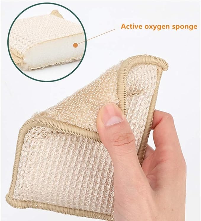 JEBBLAS Bamboo Natural Kitchen Sponges Dish Sponge Cleaning Sponge Heavy Duty Scrub Sponge for Cleaning Kitchen and Household Green (8 Pack)