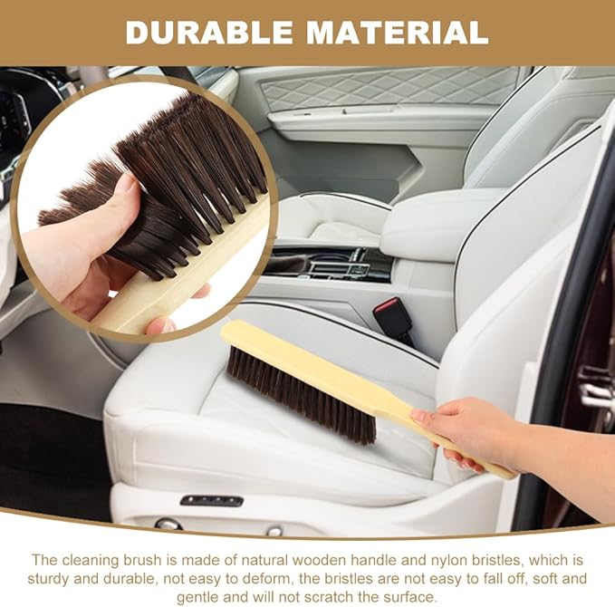 2 Pieces Hand Brushes for Cleaning Long Handle,Wooden Dust Brush Plastic Bristles,Soft Bristle Broom,Bench Brush Shop Brush,Rug Brush,Drafting Brush,Wood Dish Brush(Size:8.66x2.68 inches)