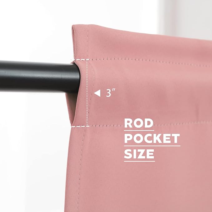 Pickluc Rod Pocket Tier Curtain - Half Blackout Curtain for Kitchen, Bathroom, Cabinet, Basement, 42 Inches Wide and 24 Inches Long, Powder Pink, 2 Panels