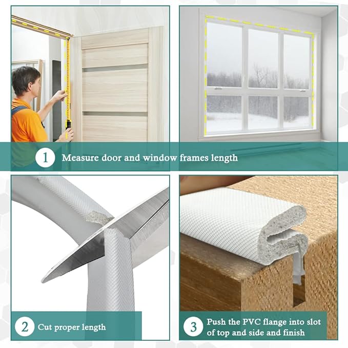 Kerf Weather Stripping Door Seal Strip 26 Ft Q Foam Door Weatherstrip Seal with Slot Card Slot Installation, Easy Cut to Size (White)