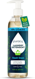 Puracy Laundry Detergent - Enzyme-Powered Liquid Laundry Detergent Concentrate, Natural Laundry Detergent Seen on TikTok, Non-Toxic (Fresh Linen, 16 fl oz, 64 Loads)