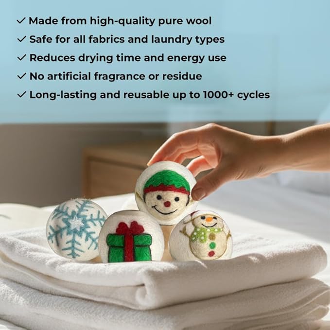 Ezhippie Quality Wool Dryer Balls - 6 XL Festival Pack - 1000+ Loads - Pure Organic Wool - Reusable Natural Fabric Softener Perfect with Essential Oils, Reduce Clothing Static and Wrinkles