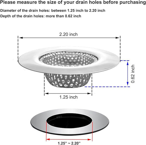 1.25" Small Drain Strainer, Sink Drain Hair Catcher, Bathroom Sink Strainer, 2PCS Drain Mesh Baskets for Laundry, Mop Pool, Utility, Slop, RV Sink, Stainless Steel Drain Filter