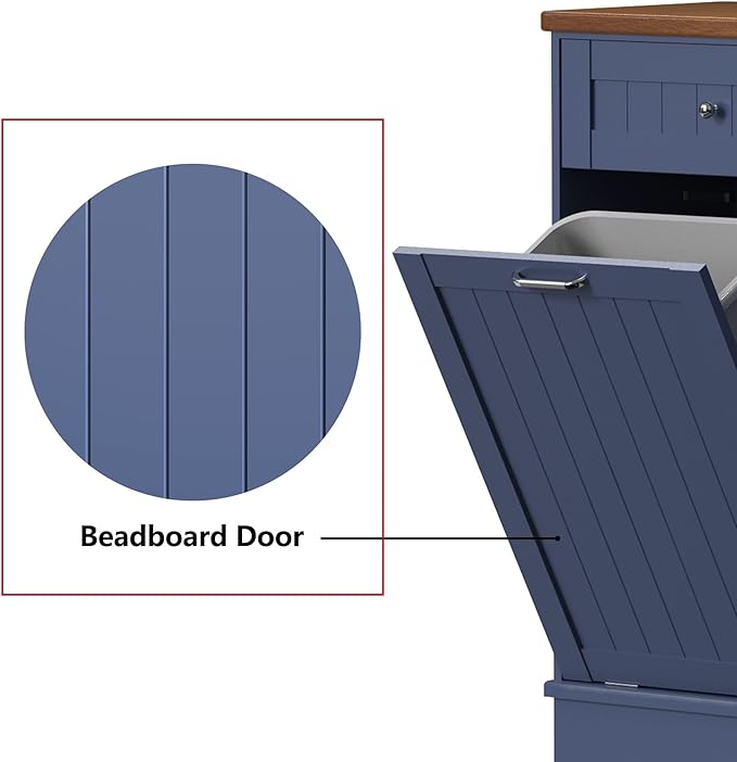 Betterhood Tilt Out Trash Cabinet 10 Gallon Wooden Free Standing Laundry Sorter Cabine,Recycling Cabine with Hideaway Drawer,Tilt Out Trash Cabinet Can Bin Kitchen