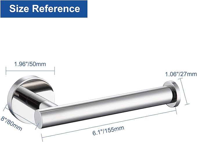 TASTOS Toilet Paper Holder SUS304 Stainless Steel Round Size Polished Chrome 2 Pack