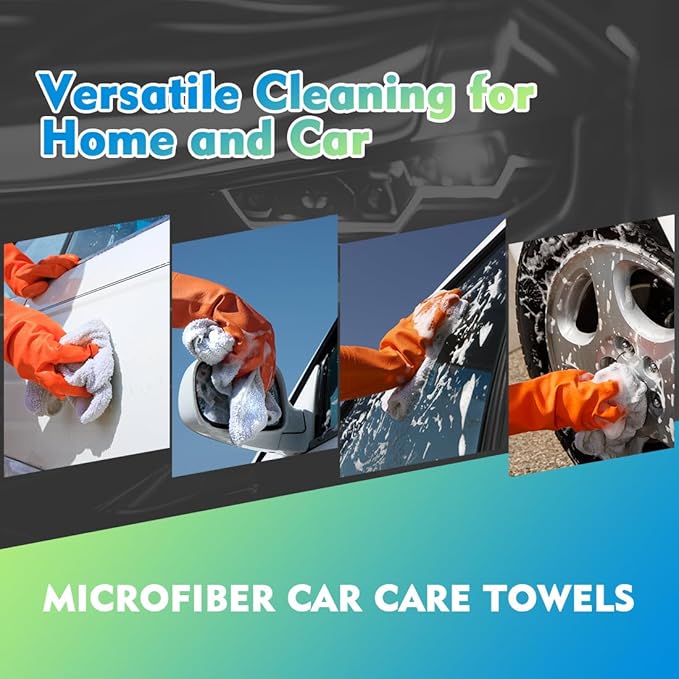 HOMEXCEL Microfiber Cleaning Cloth 6 Pack 12.5 x 12.5 inch Microfiber Towels for Cars Ultra Absorbent Car Washing Cloth Lint Free Streak Free Cleaning Rags for Car Kitchen Window White
