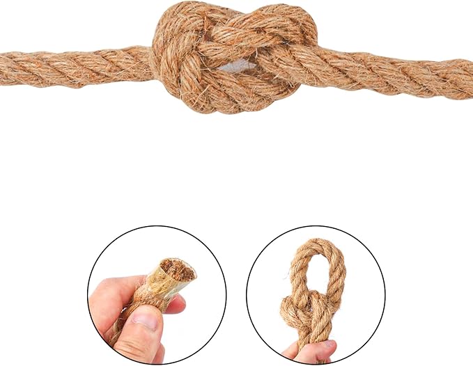 3/4 inch Hemp Rope, 82 Feet Twisted Manila Rope for Scratching Posts, Camping, Garden, Crafts, DIY Projects