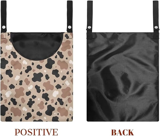 Clothes Pin Hanging Bag, Clothes Pins Bag Holder Outdoor Stylish Clothespin Bag with Hanging Rope for Clothespin - Cow Pattern