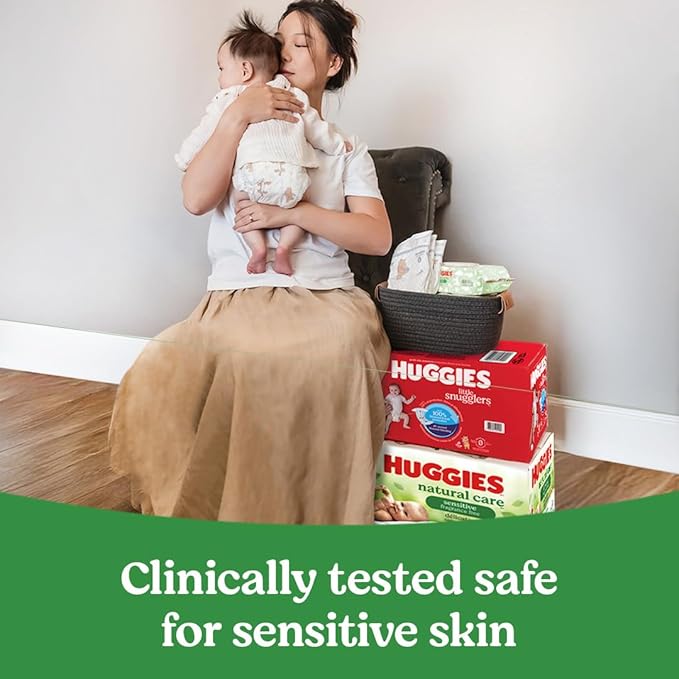 Huggies Natural Care Sensitive Baby Wipes, Unscented, Hypoallergenic, 99% Purified Water, 2 Refill Packs (352 Wipes Total)