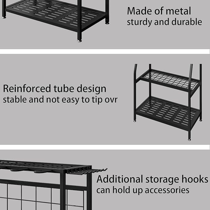 Garden Tool Organizer Holder Heavy Duty Steel Rack Up to 60 Long Handled Tools for Garage Shed Outdoor Garden Yard Black