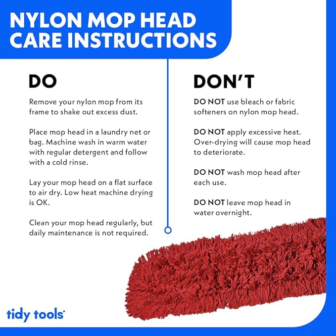 Commercial Dust Mop Replacement Head – 36 x 5 in. Cotton Nylon Reusable Mop Head – Industrial Dust Mop Refill for Floor Cleaning & Janitorial Supplies, Red