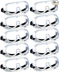 Super More 10PCS Anti-Fog Protective Safety Goggles Clear Lens Wide-Vision Adjustable Chemical Splash Eye Protection Soft Lightweight Eyewear