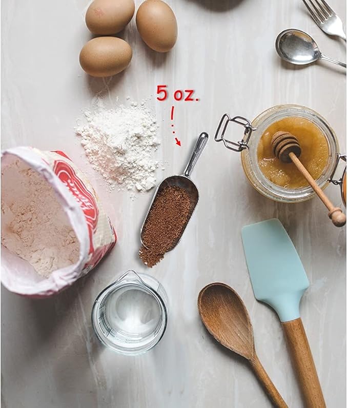 Cast Aluminum Utility Scoop, 5-Ounce - Round Bottom, Small ice scoop For Multi-Purpose Use, With Finger Groove Handle (Hand Wash Only) 5 oz.