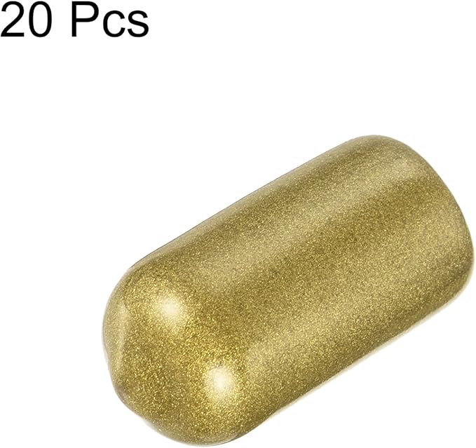 uxcell 20pcs Rubber End Caps 3/8"(9.5mm) ID Vinyl Round Tube Bolt Cap Cover Thread Protectors Gold