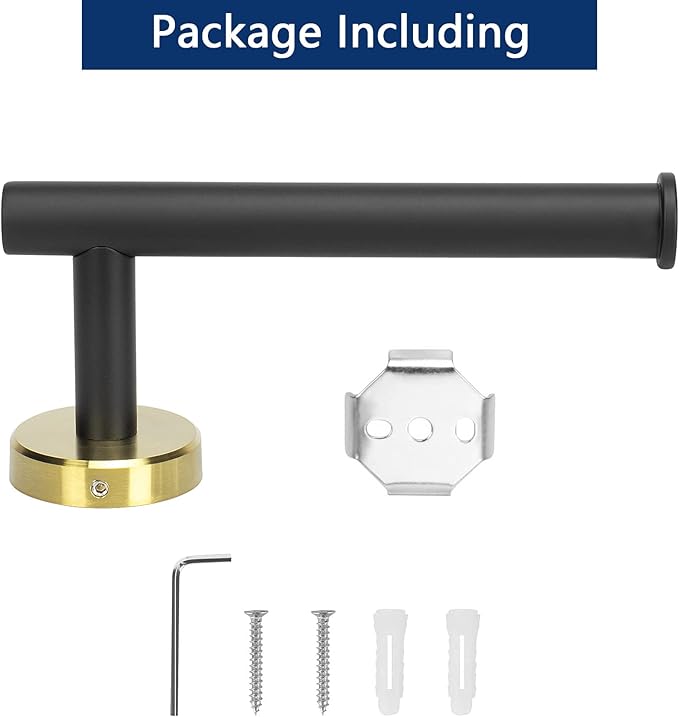 NearMoon Bathroom Toilet Paper Holder, Premium SUS304 Stainless Steel Rustproof Wall Mounted Toilet Roll Holder for Bathroom, Kitchen, Washroom (1 Pack, Black and Gold)
