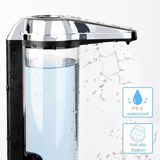 Secura 17oz Automatic Liquid Soap Dispenser, Touchless Battery Operated Hand Soap Dispenser with Adjustable Soap Dispensing Volume Control Dial, Personal Care Dispenser for Household Use (Chrome)