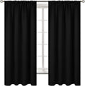 BGment Rod Pocket Blackout Curtains for Bedroom - Thermal Insulated Room Darkening 52 Width 63 Inches Length Window Curtain for Living Room, 52 x 63 Inch, 2 Panels, Black
